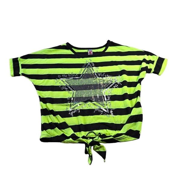 Beautees sequin star stripped Girl shirt M8 - Picture 1 of 4